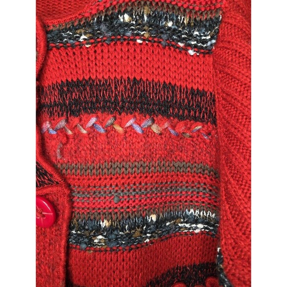 Coldwater Creek Red Patchwork Cardigan XL Teacher Christmas Party Vibes - Picture 2 of 7